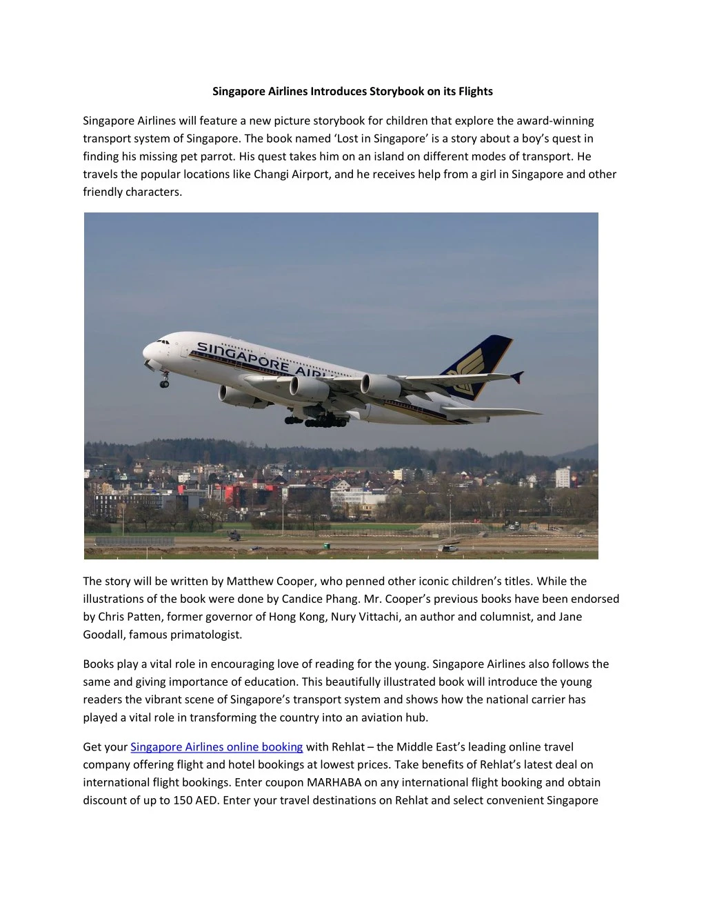singapore airlines introduces storybook