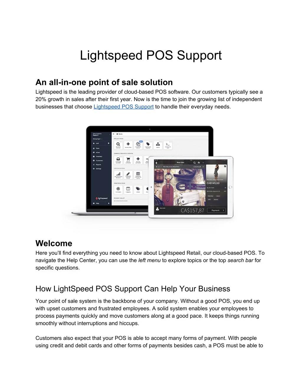 lightspeed pos support