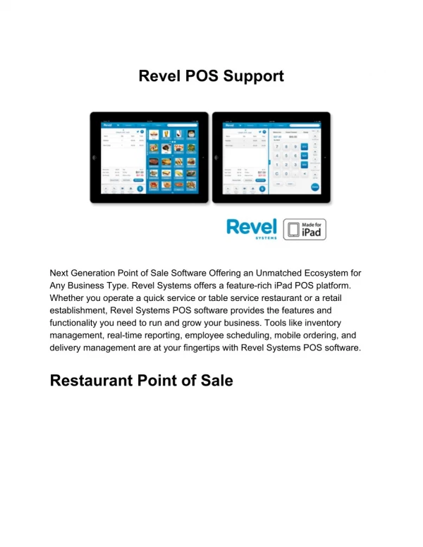 Experts Revel POS Support - 18009350532 PosTechie Customer Support