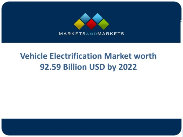 Increasing Global Demand Vehicle Electrification Market