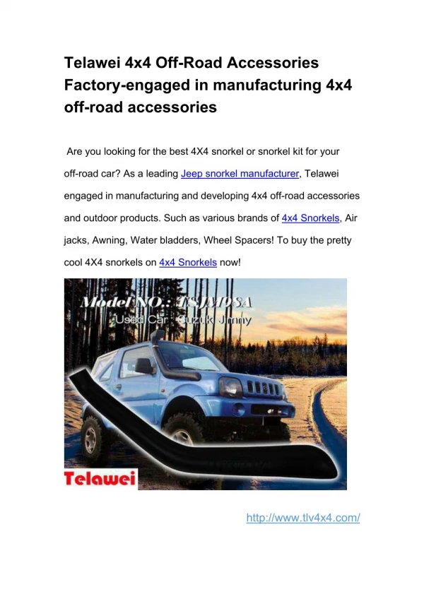 Telawei 4x4 Off-Road Accessories Factory-engaged in manufacturing 4x4 off-road accessories
