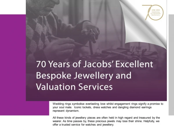 70 Years of Jacobs’ Excellent Bespoke Jewellery and Valuation Services