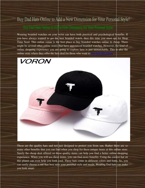 Buy Dad Hats Online to Add a New Dimension for Your Personal Style!