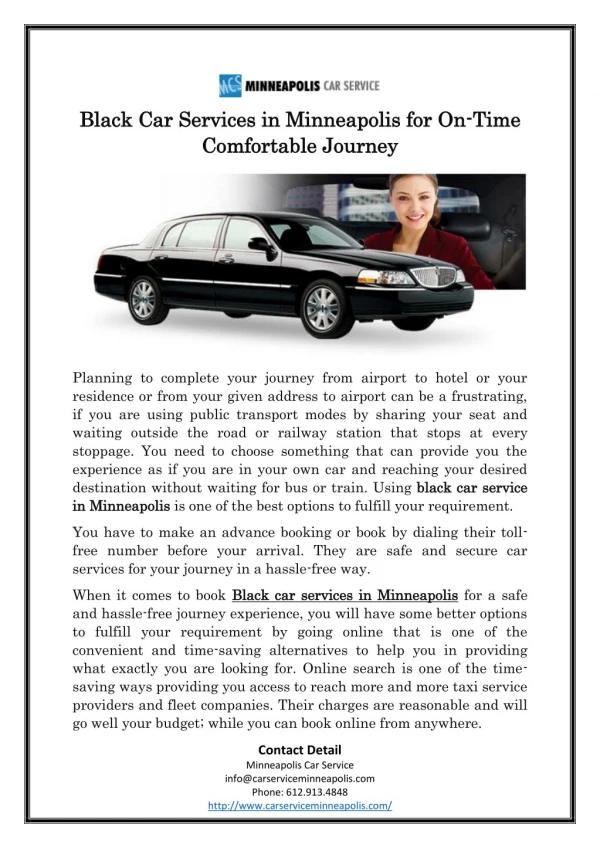 Black Car Services in Minneapolis for On-Time Comfortable Journey