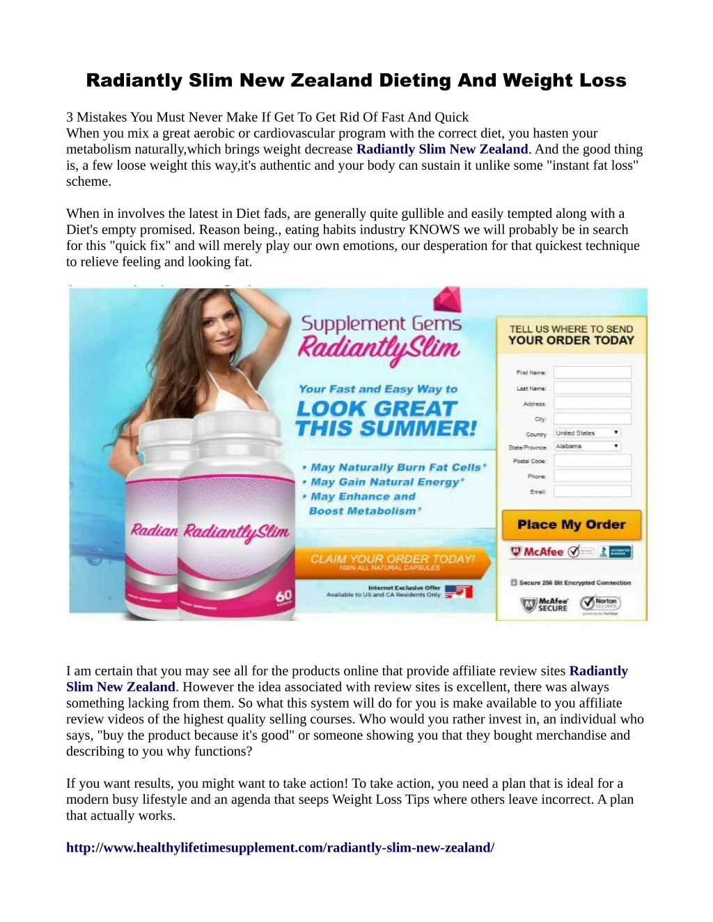 radiantly slim new zealand dieting and weight loss