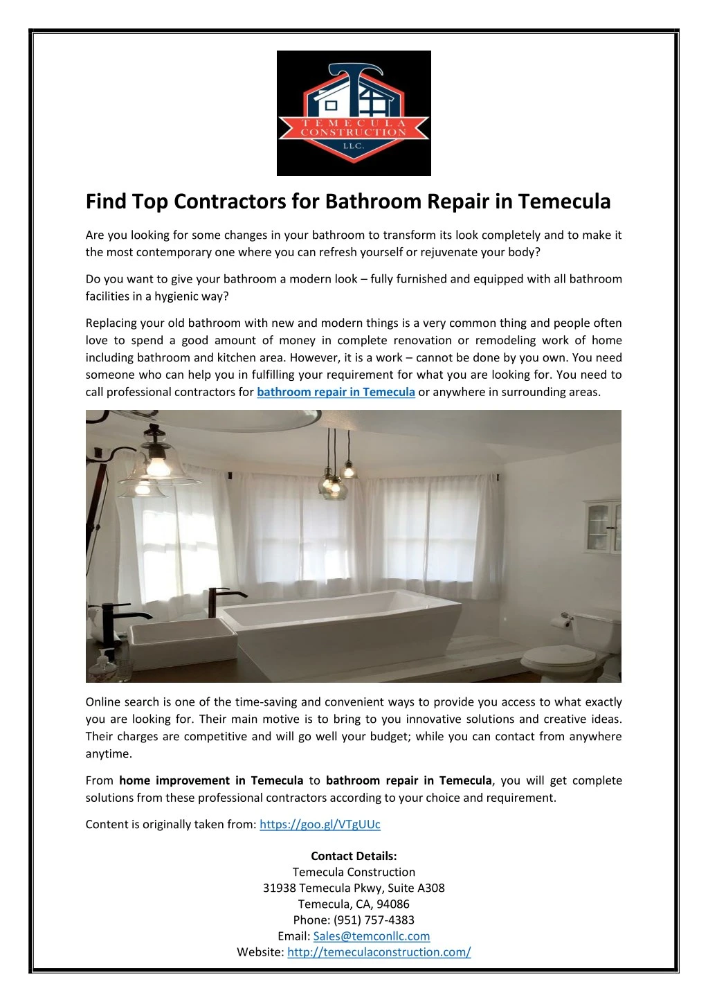 find top contractors for bathroom repair