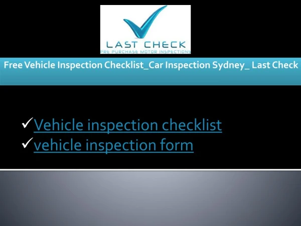 Vehicle inspection checklist