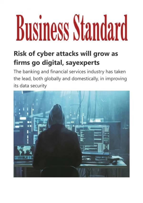 Risk of cyber attacks will grow as firms go digital
