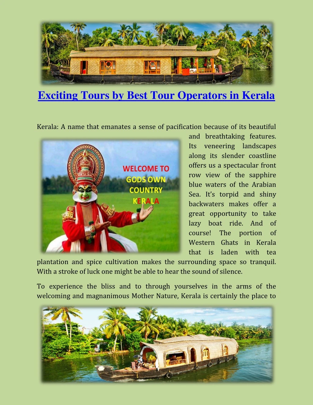 exciting tours by best tour operators in kerala