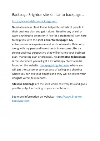 Backpage Brighton site similar to backpage ..
