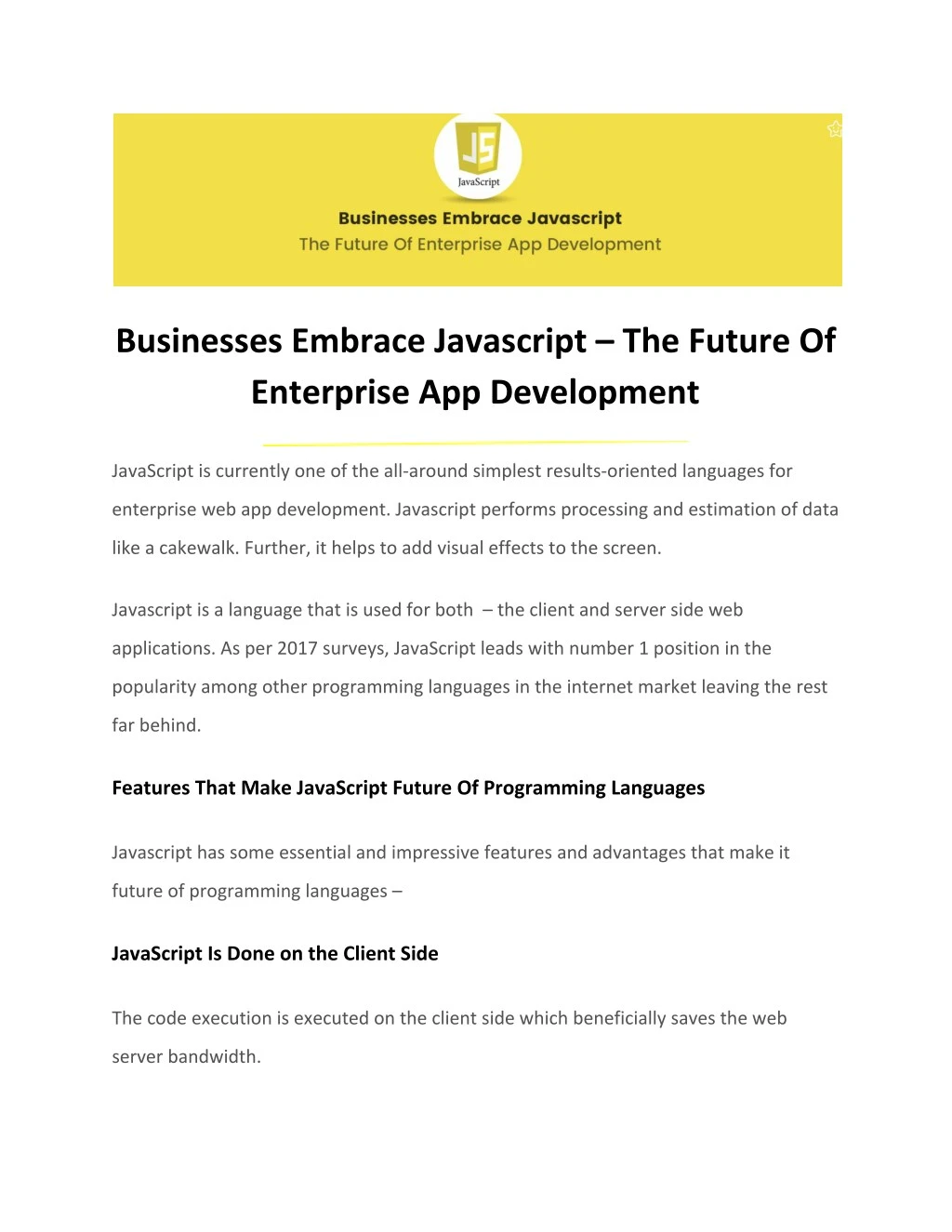 businesses embrace javascript the future