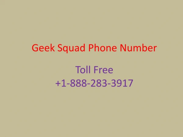 Geek Squad Phone Number 1-888-283-3917