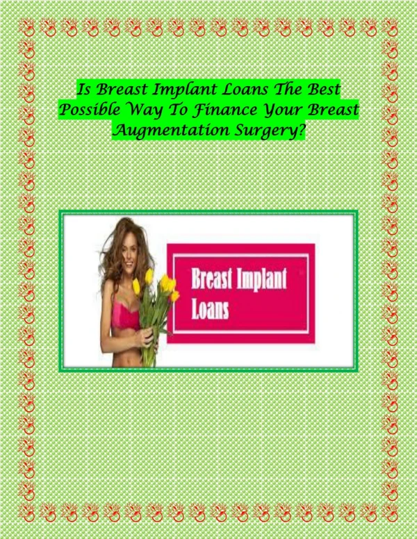 Breast Implant Loans: Finance your Breast Augmentation Surgery