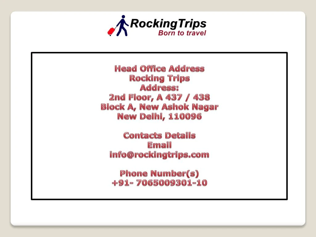 head office address rocking trips address