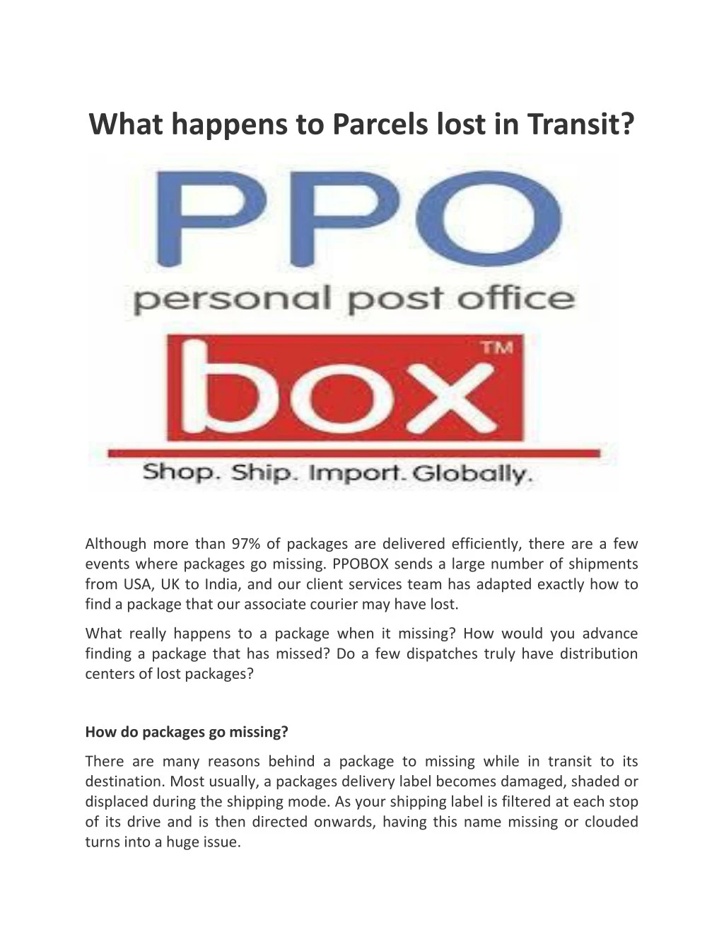 what happens to parcels lost in transit