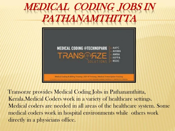 Medical Coding Jobs in Pathanamthitta