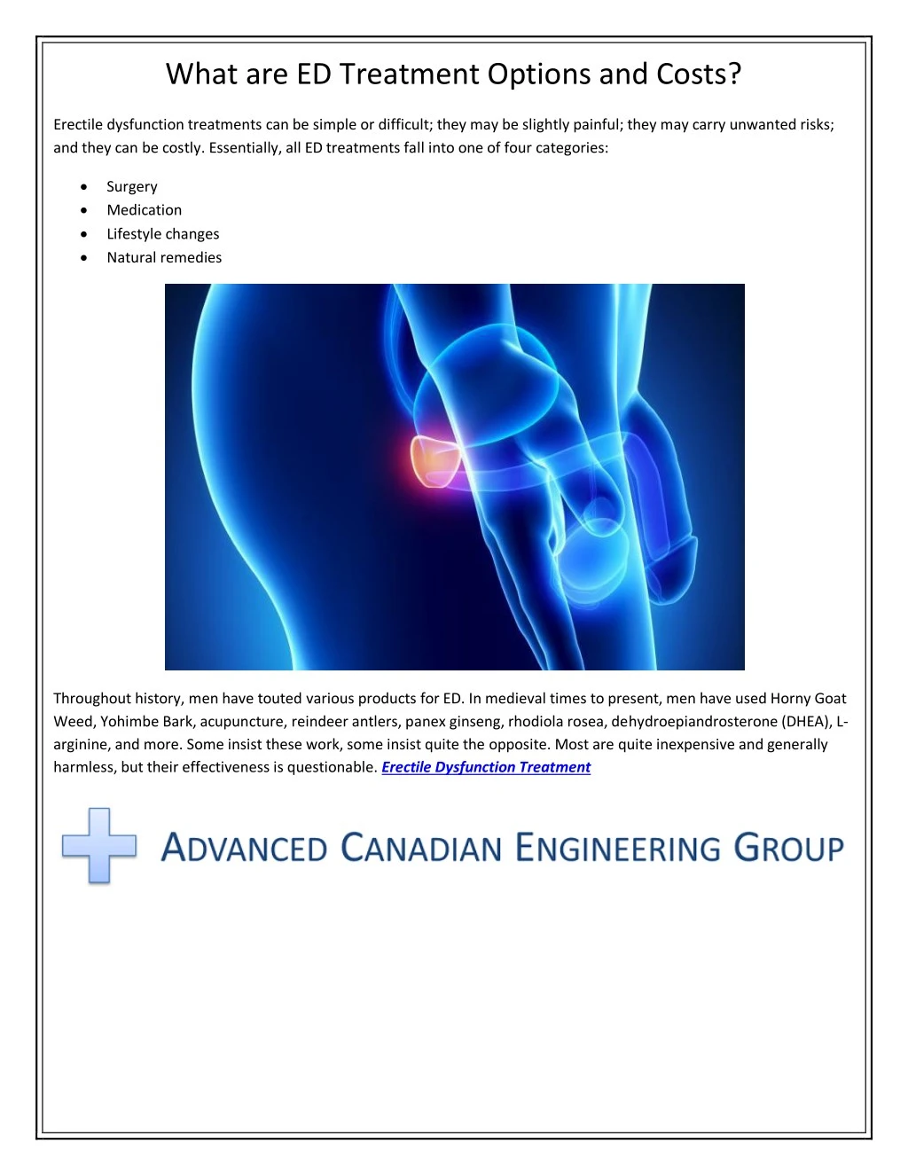 what are ed treatment options and costs