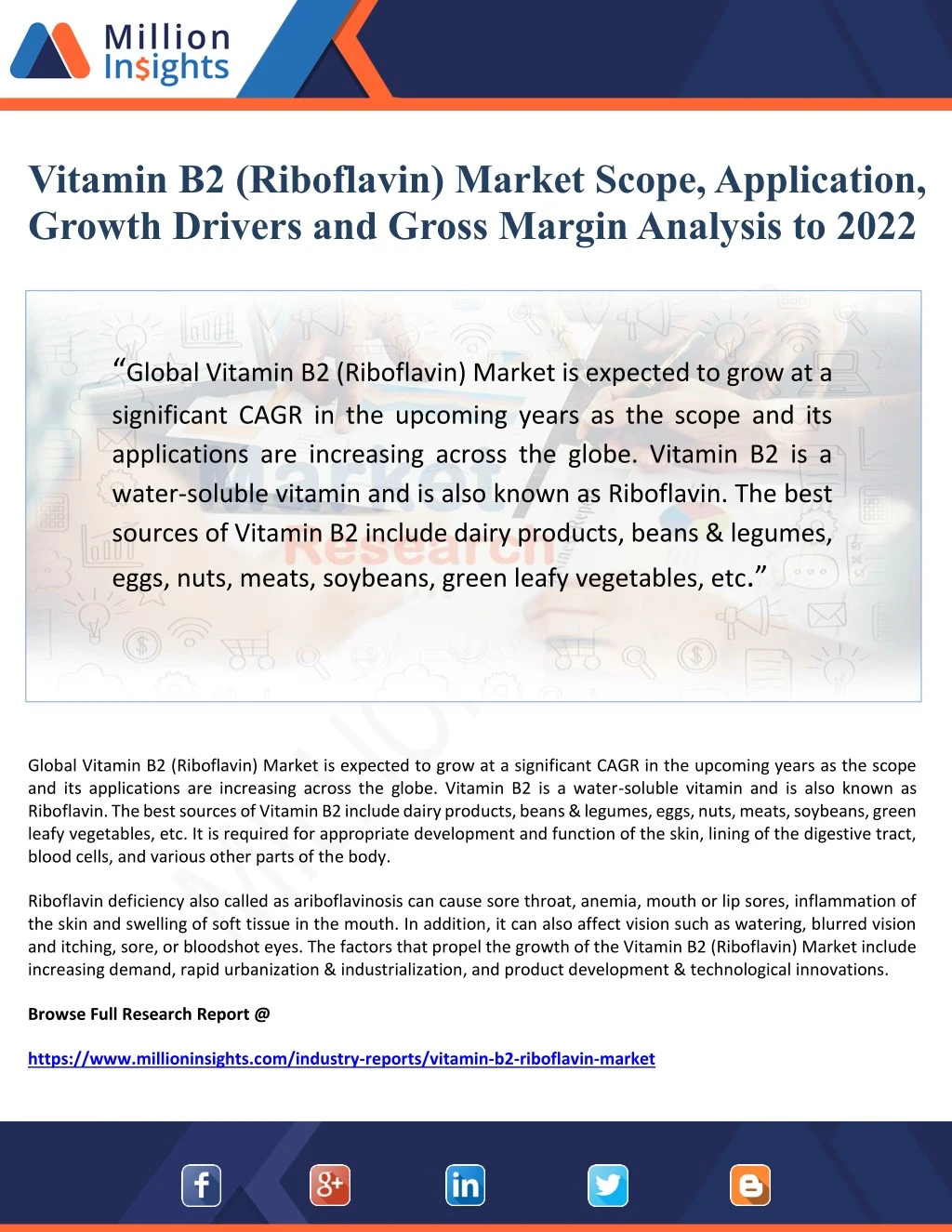vitamin b2 riboflavin market scope application