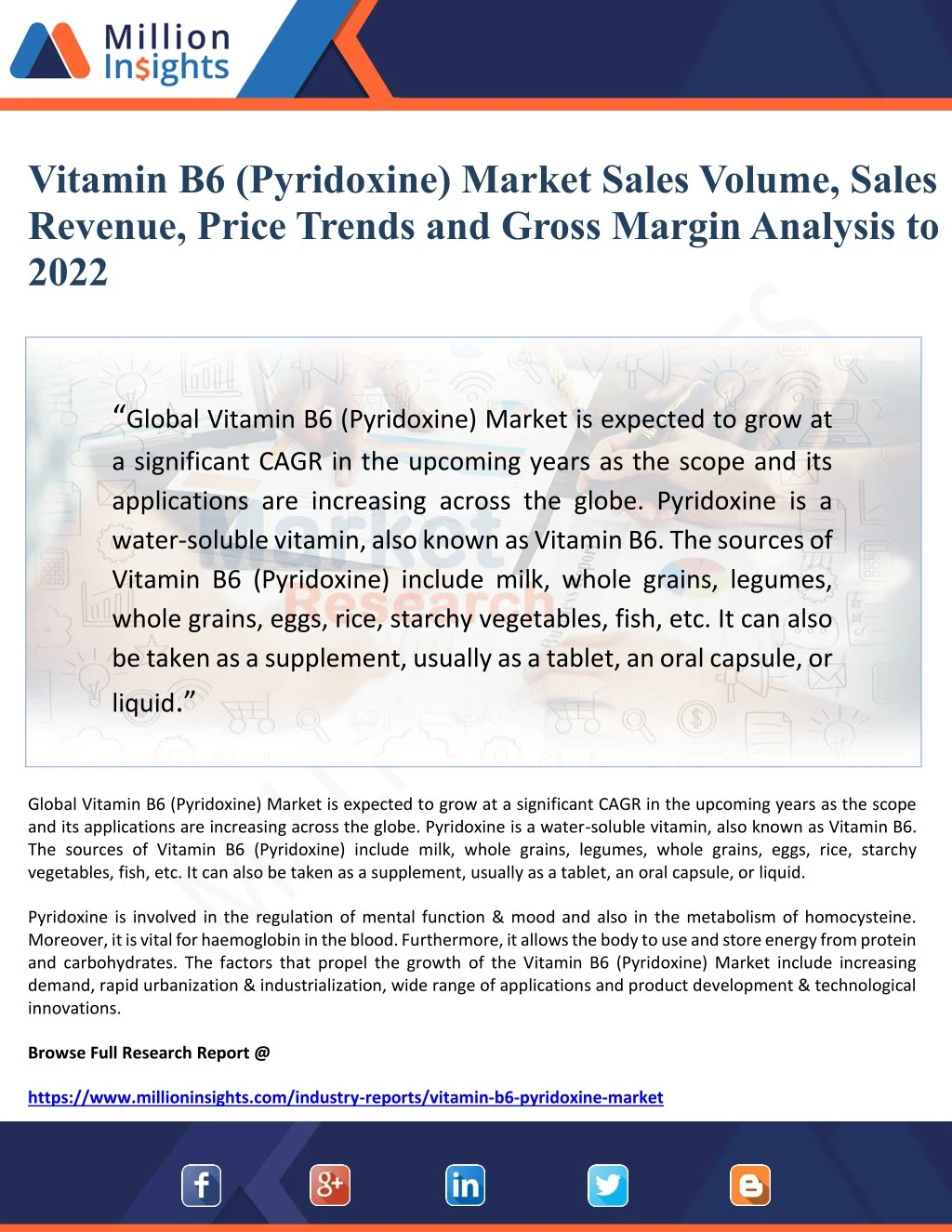vitamin b6 pyridoxine market sales volume sales