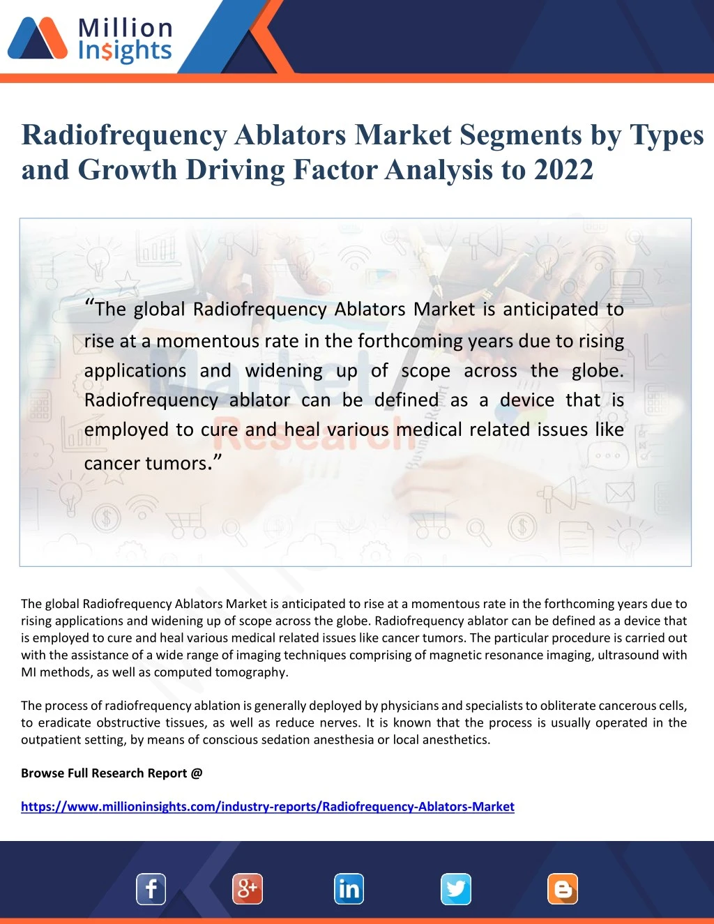 radiofrequency ablators market segments by types