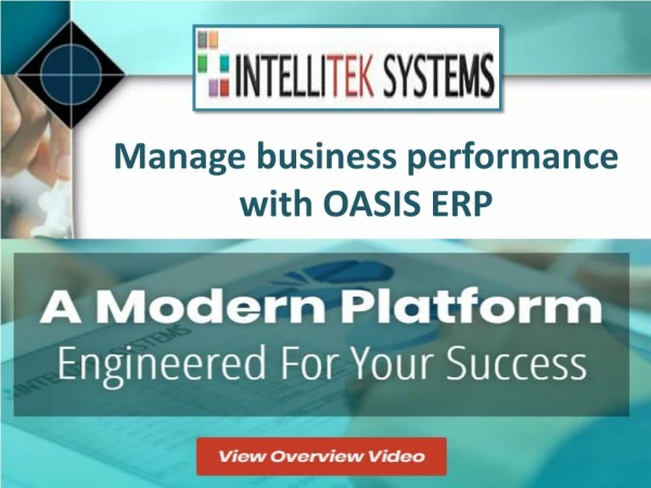 Manage business performance with OASIS ERP: