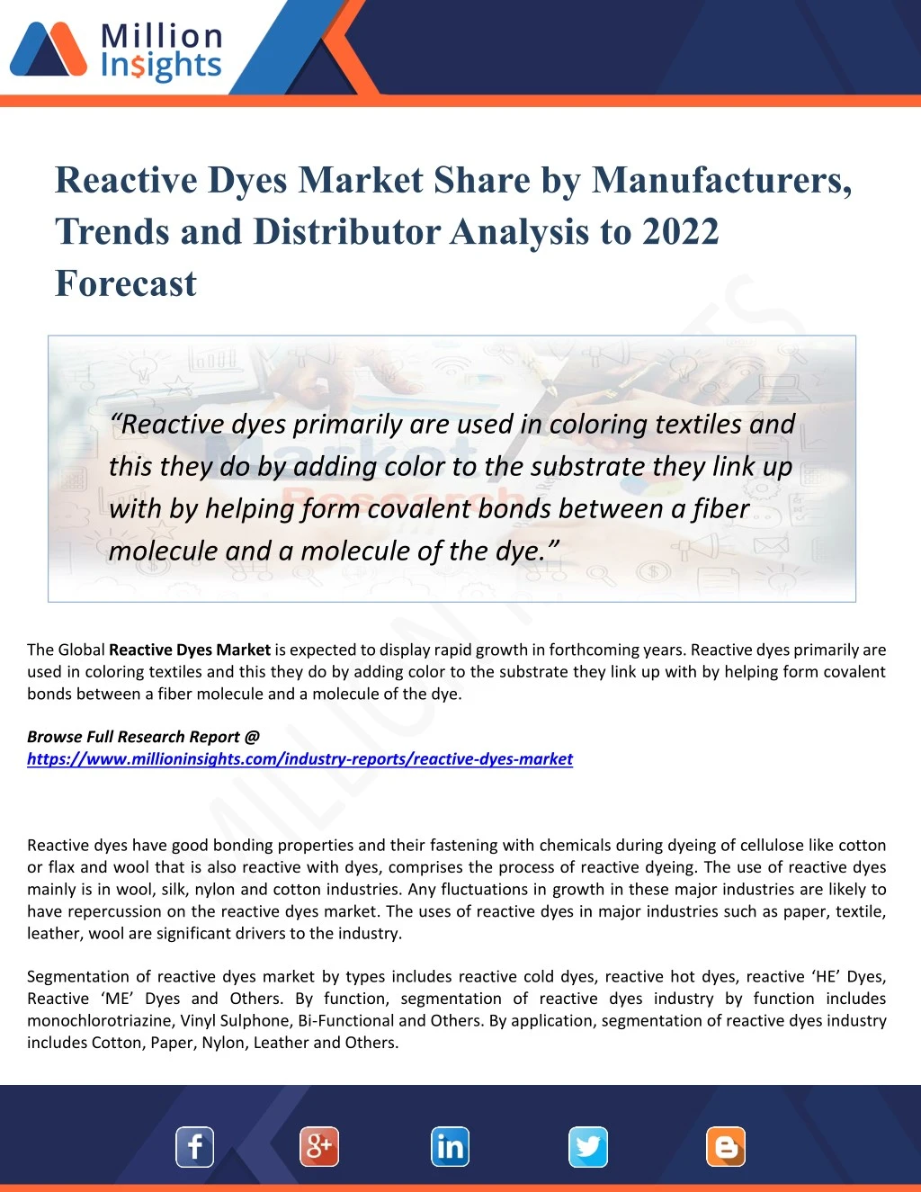 reactive dyes market share by manufacturers