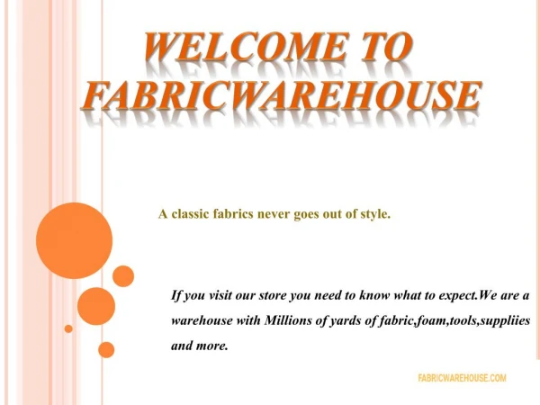 Welcome to fabricwarehouse
