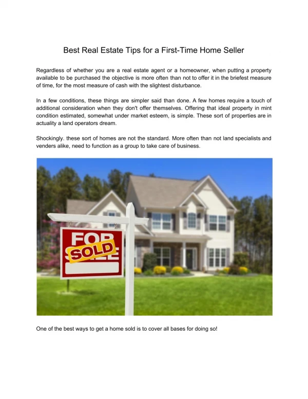 Best Real Estate Tips for a First-Time Home Seller