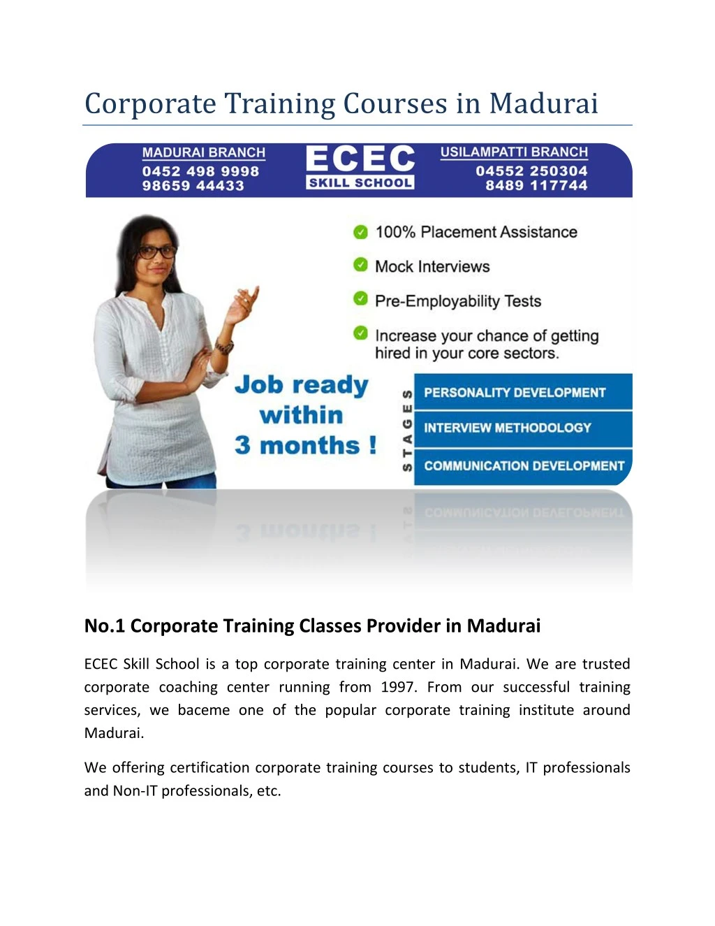 corporate training courses in madurai