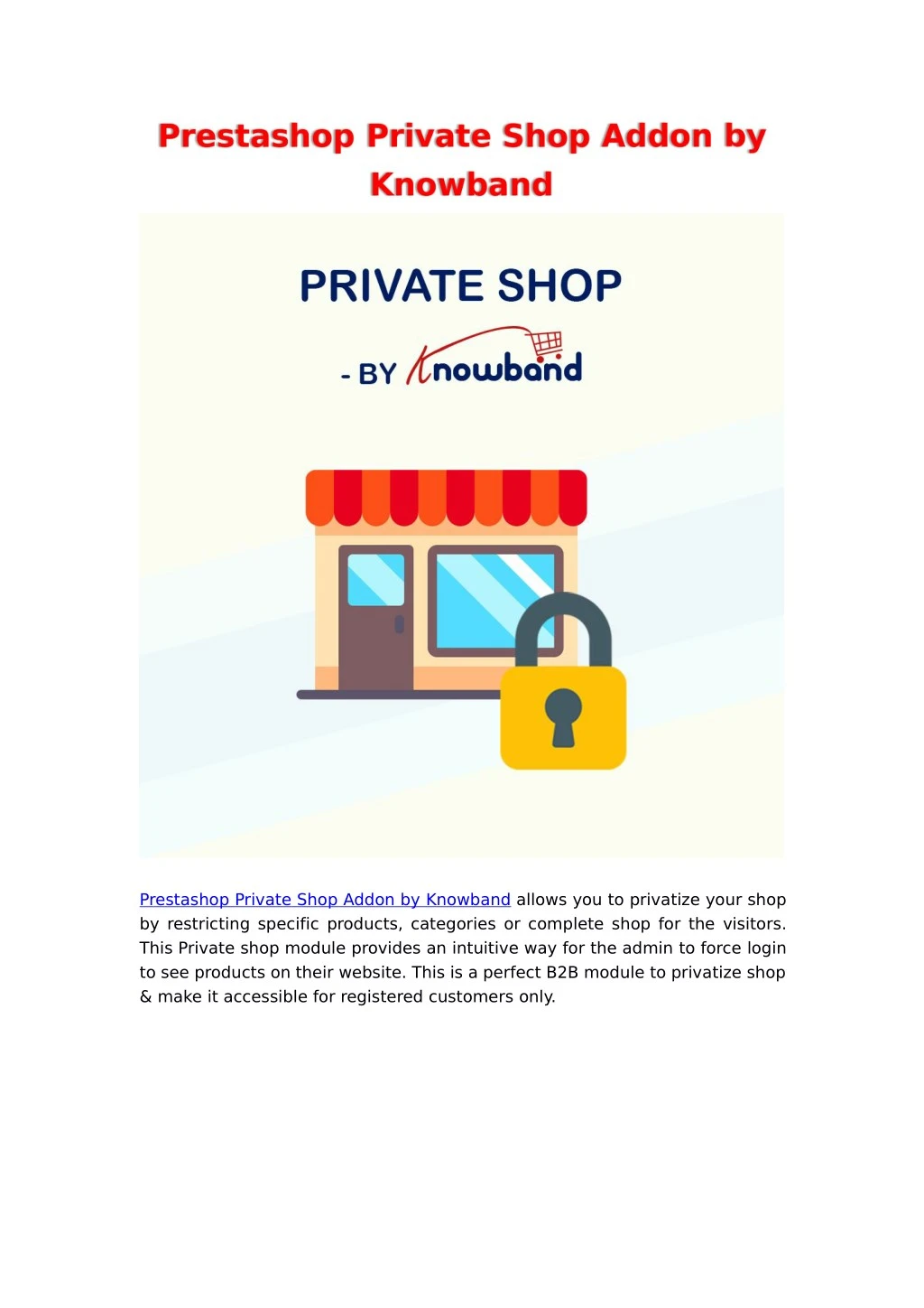 prestashop private shop addon by knowband allows