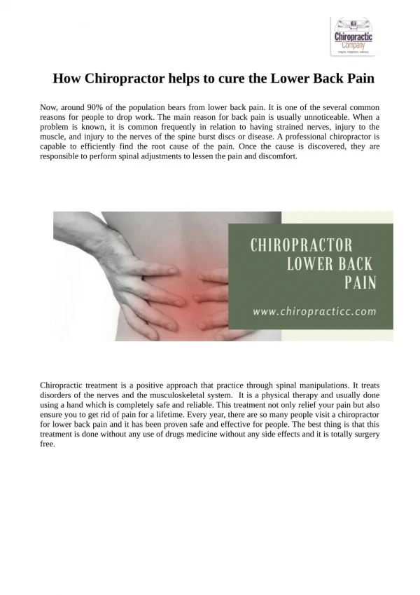 How Chiropractor helps to cure the Lower Back Pain