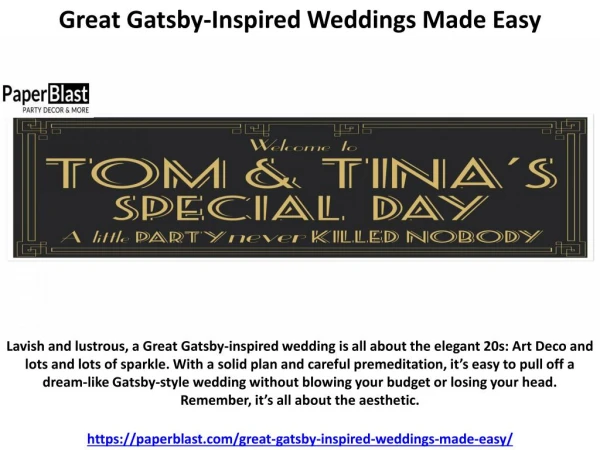 Great Gatsby-Inspired Weddings Made Easy