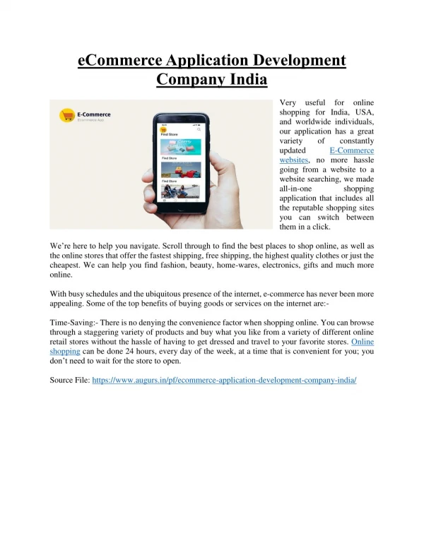 eCommerce Application Development Company India