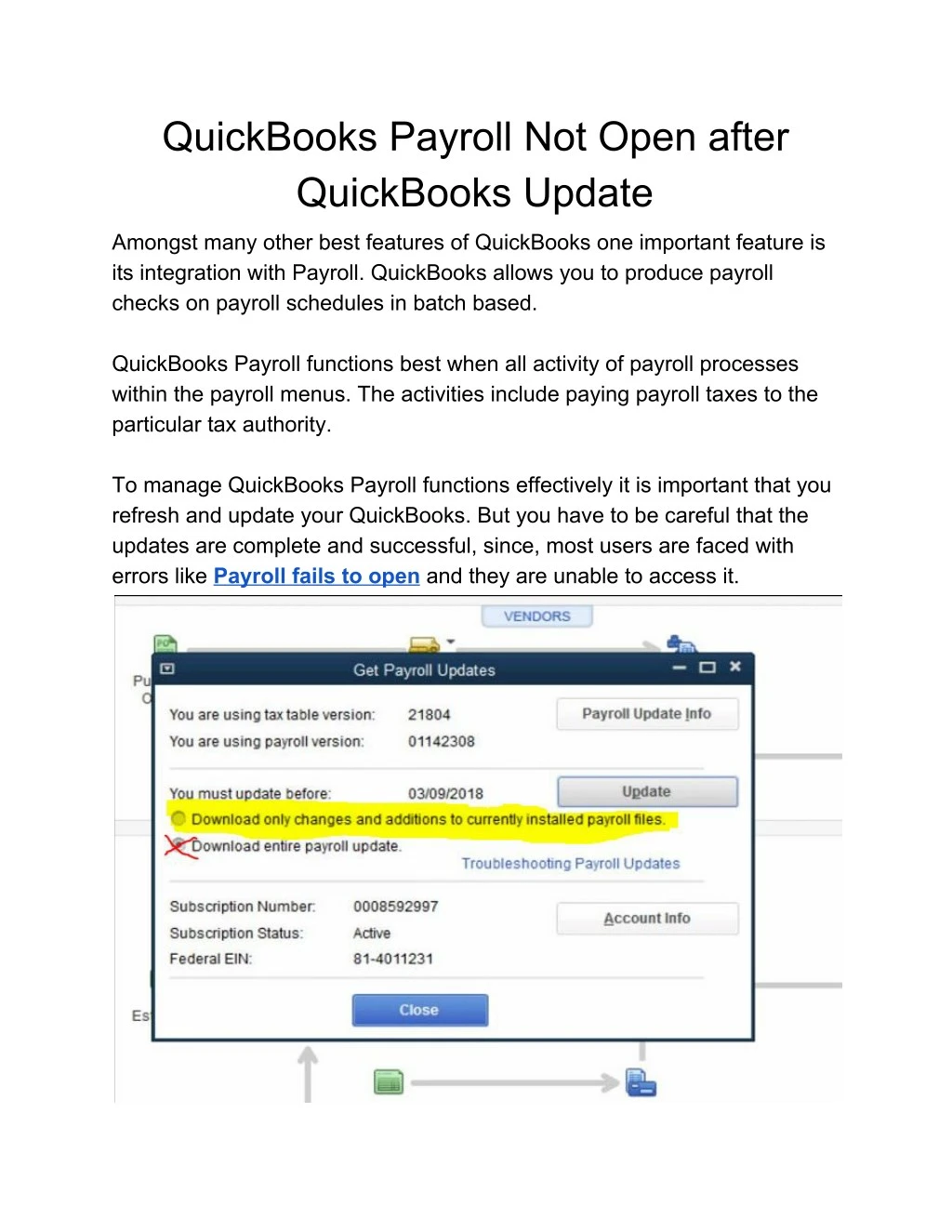 quickbooks payroll not open after quickbooks