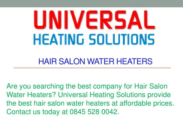 Hair Salon Water Heaters