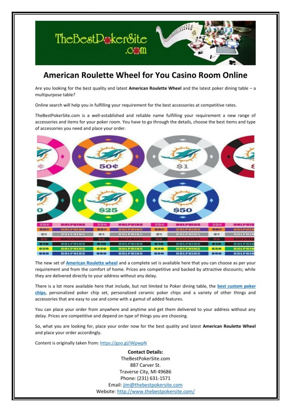 American Roulette Wheel for You Casino Room Online