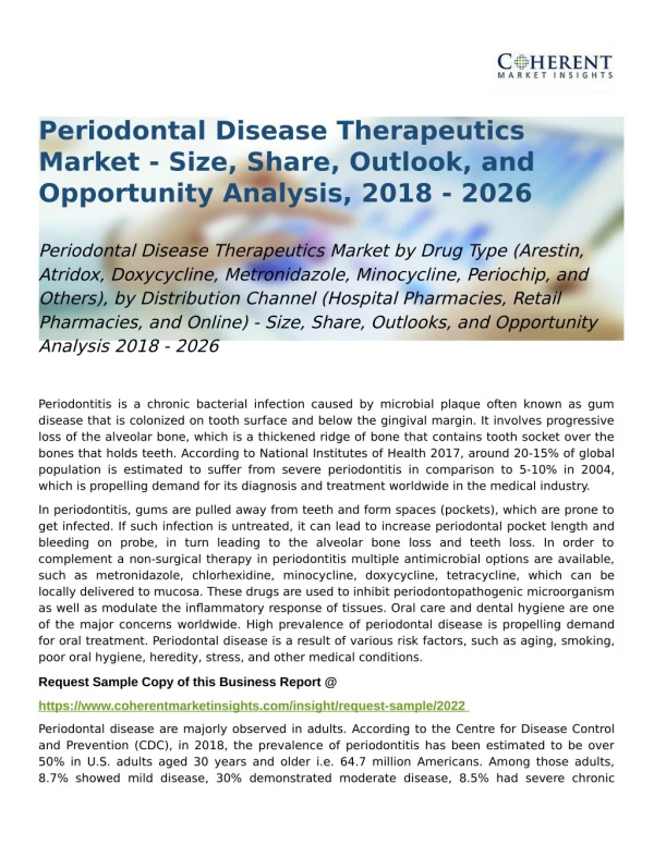 Periodontal Disease Therapeutics Market Opportunity Analysis 2018 - 2026