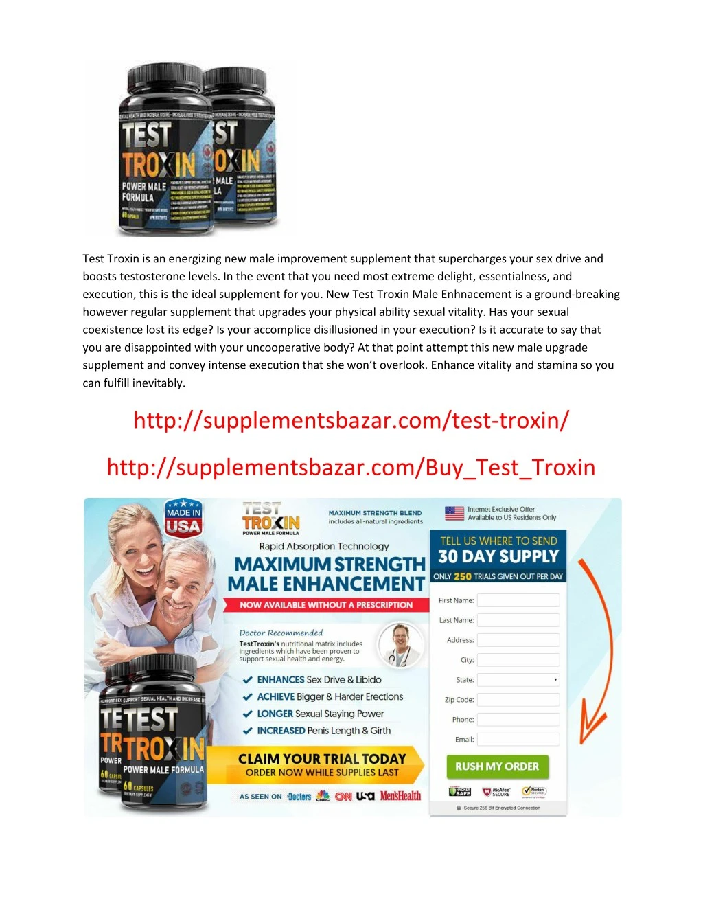 test troxin is an energizing new male improvement