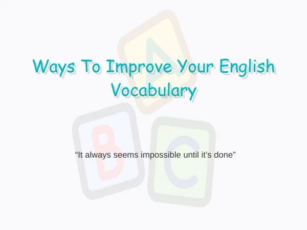Ways To Improve Your English Vocabulary