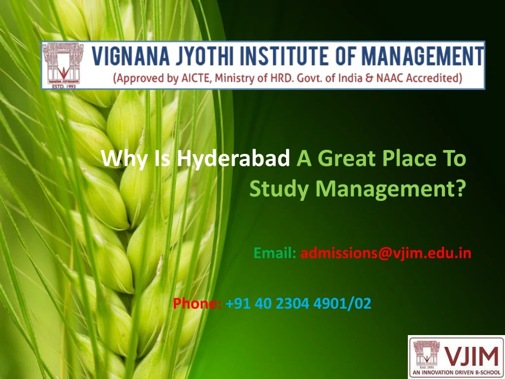 why is hyderabad a great place to study management