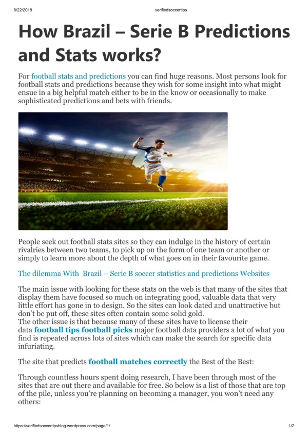 How Brazil – Serie B Predictions and Stats works?