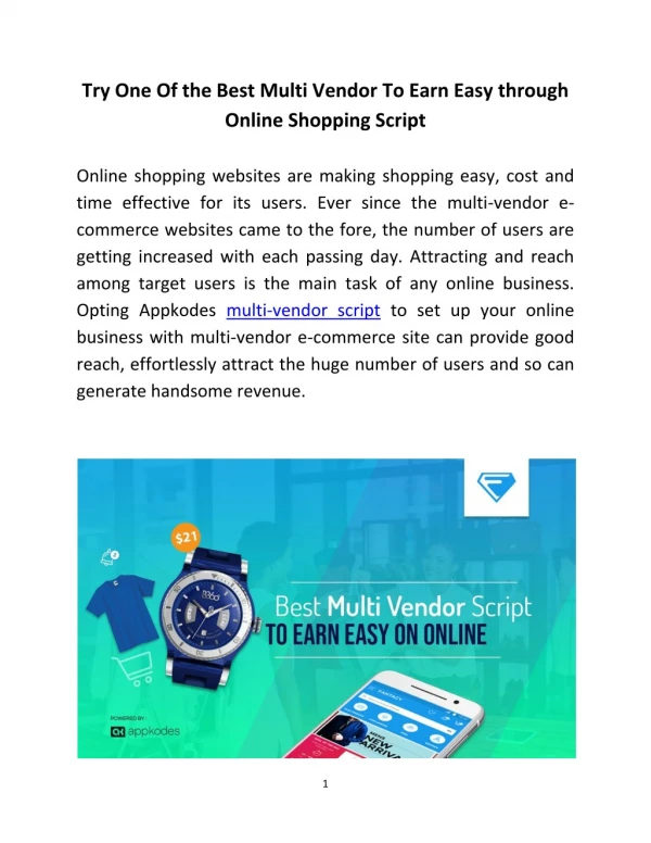 Try One Of the Best Multi Vendor To Earn Easy through Online Shopping Script