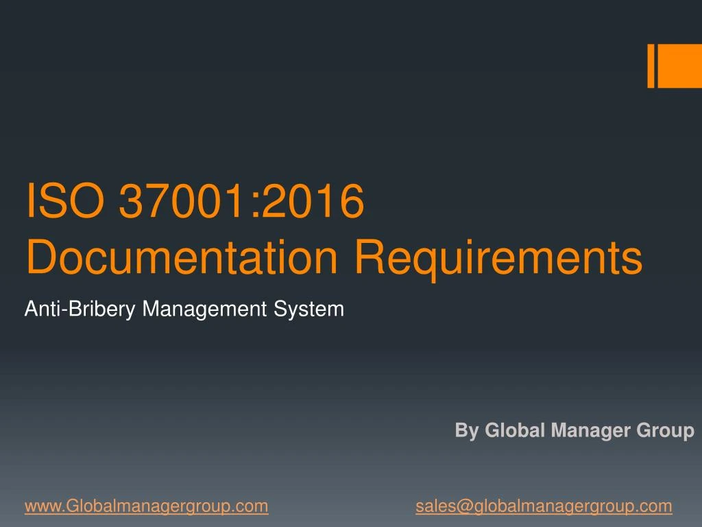 iso 37001 2016 documentation requirements