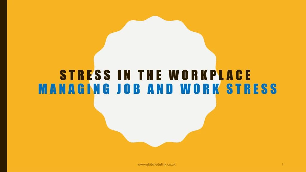 stress in the workplace managing job and work stress