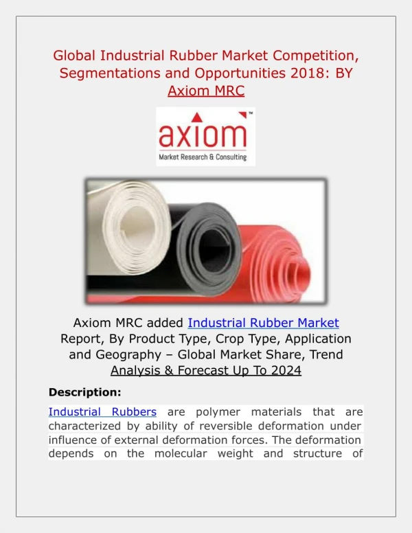 Global Industrial Rubber Market is projected to reach valuation in USD million by 2024