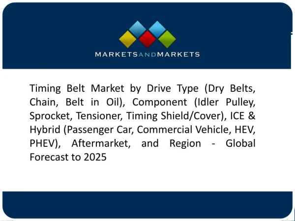Growth of Direct Injection Engines to Fuel the Demand for Timing Belt Market