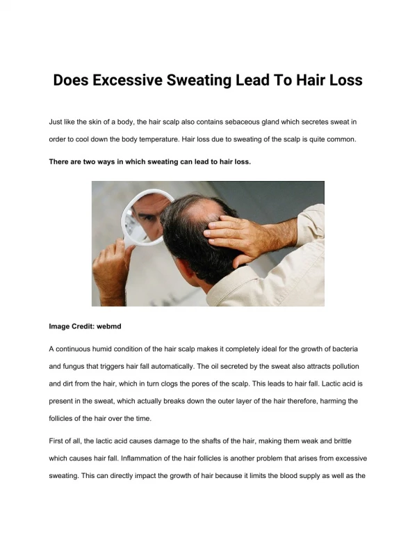 Does Excessive Sweating Lead To Hair Loss?
