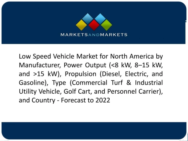 Stringent Emission Regulations in the US Might Boost the Demand for Low Speed Electric Vehicles