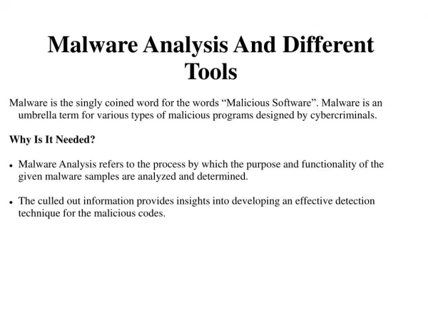 What is Malware Analysis | Different Tools for Malware Analysis