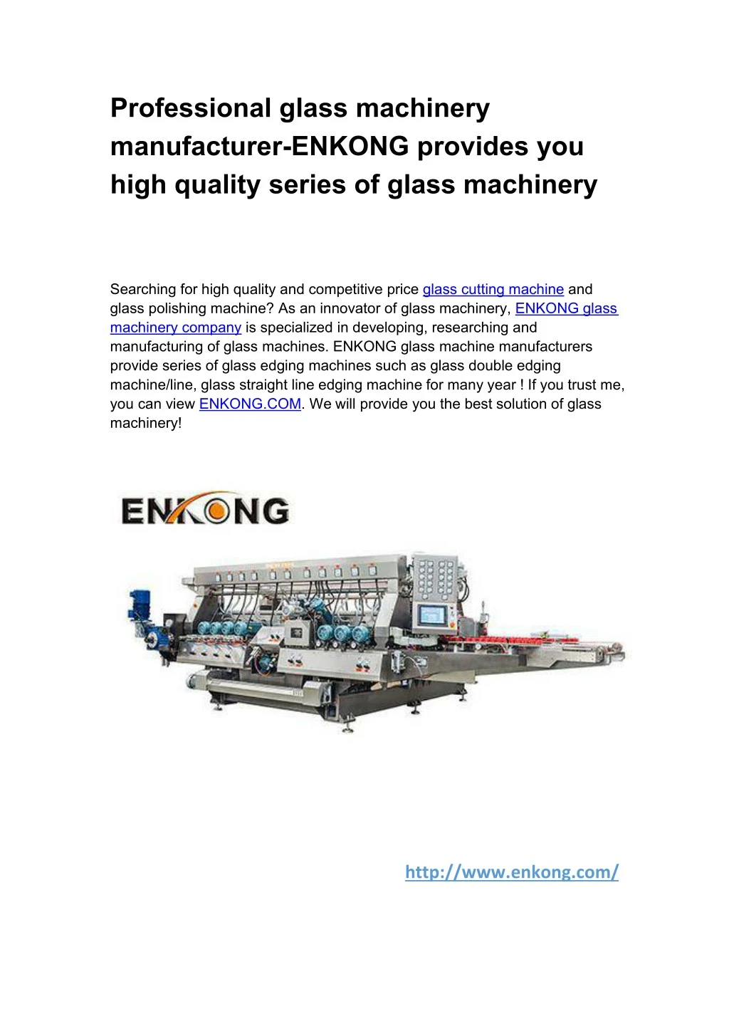 professional glass machinery manufacturer enkong